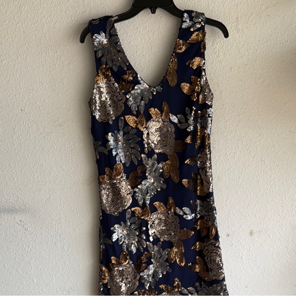 Elegant Navy and Gold Sequin Dress